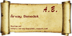 Árvay Benedek névjegykártya